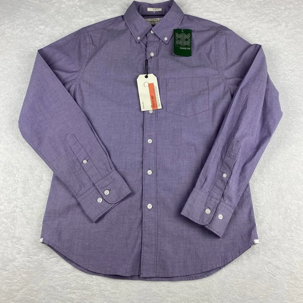 Hawker Rye Essential Wash Shirt Mens Small Purple Slim Fit Stretch NWT!